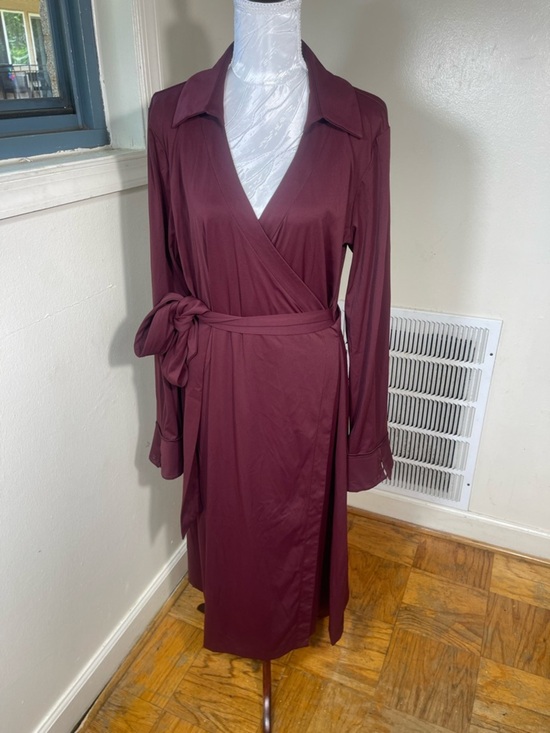 Alex Marie Dresses & Skirts - Alex Marie Long Sleeve  v-neck Wine Red Midi wedding quest Wrap Dress size 14